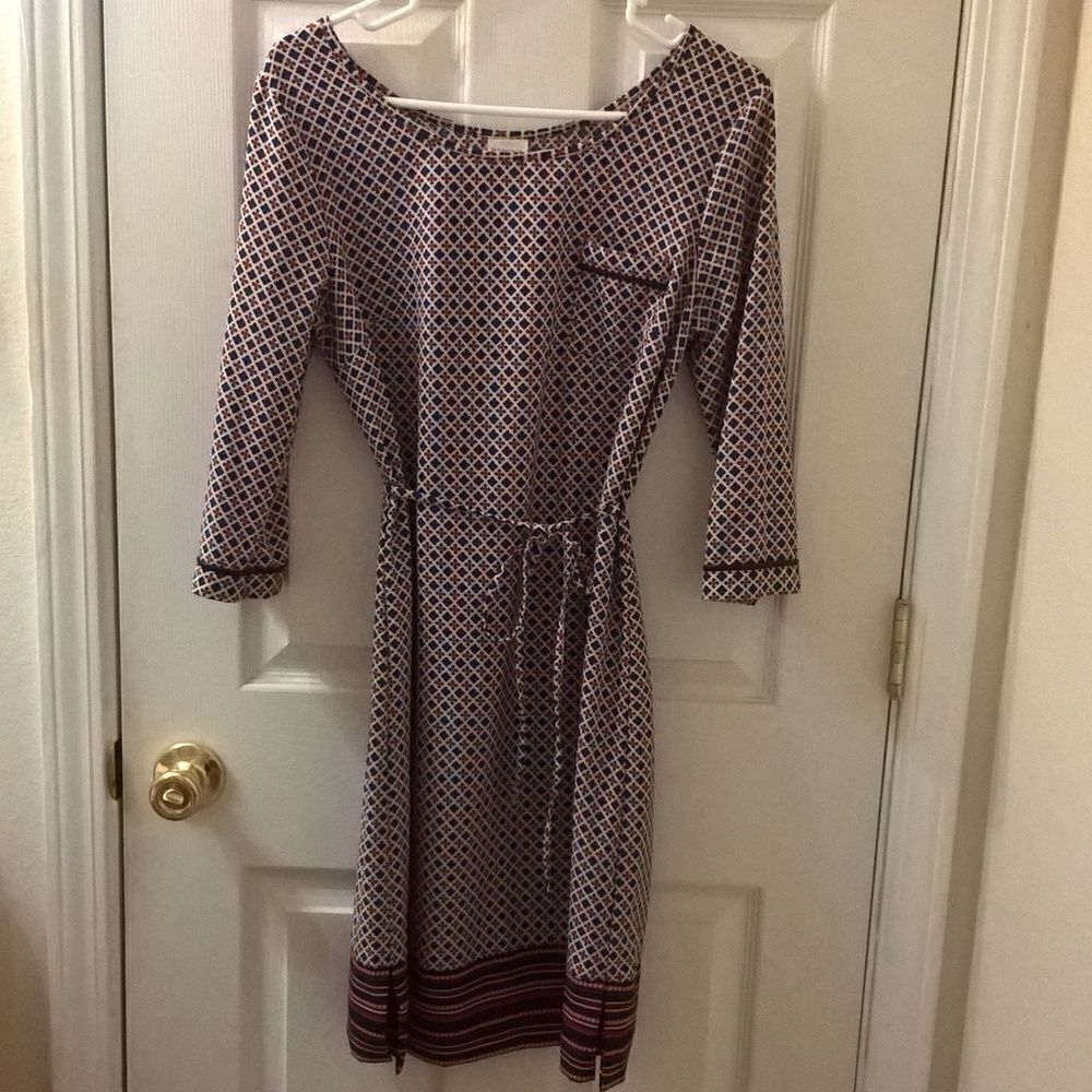 Merona Red and Blue 3/4 Sleeved Dress XS